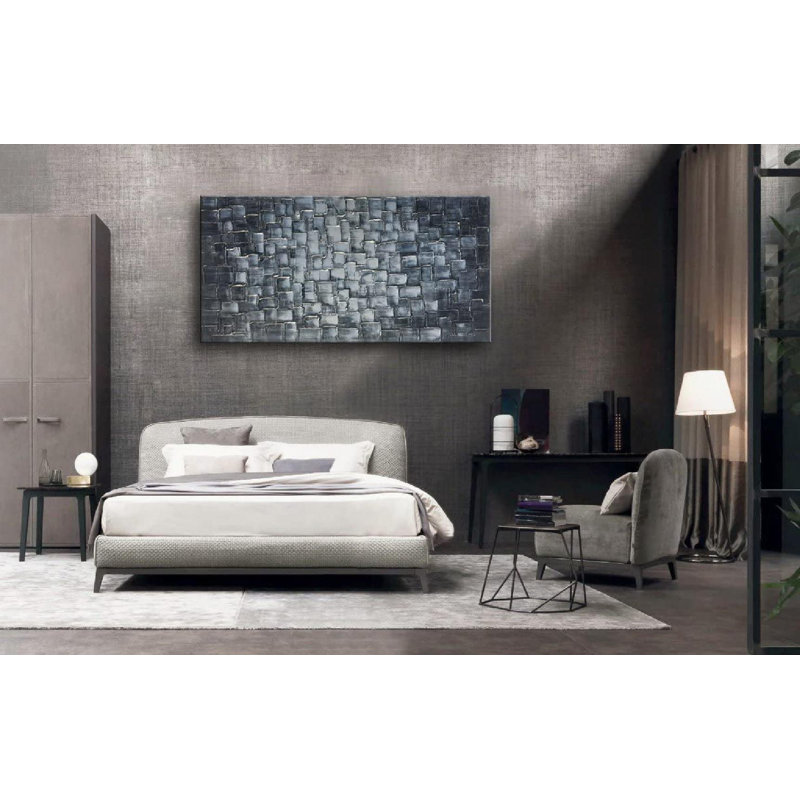 Orren Ellis Large Abstract Silver Square Wall Art With HandPainted